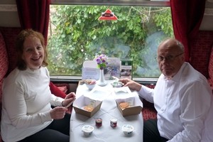 Day Rover and Mini Cream Teas in a box in the Train Restaurant: